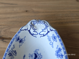 Potiche blauw Petrus Regout ovale schaal 23 cm