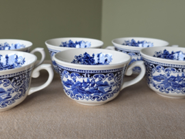 Regout Castillo Old England blauw set 6x los Kopje (bloem binnenin met puntoortje)