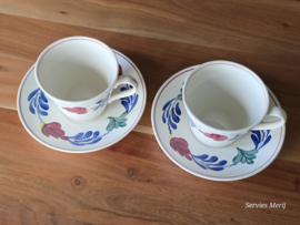 Boerenbont Regout Royal Sphinx set 2x robuuste chocoladekop met schotel 9,5 cm
