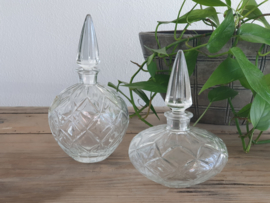 Glas Vintage merk Sia set 2x bolle Karaf