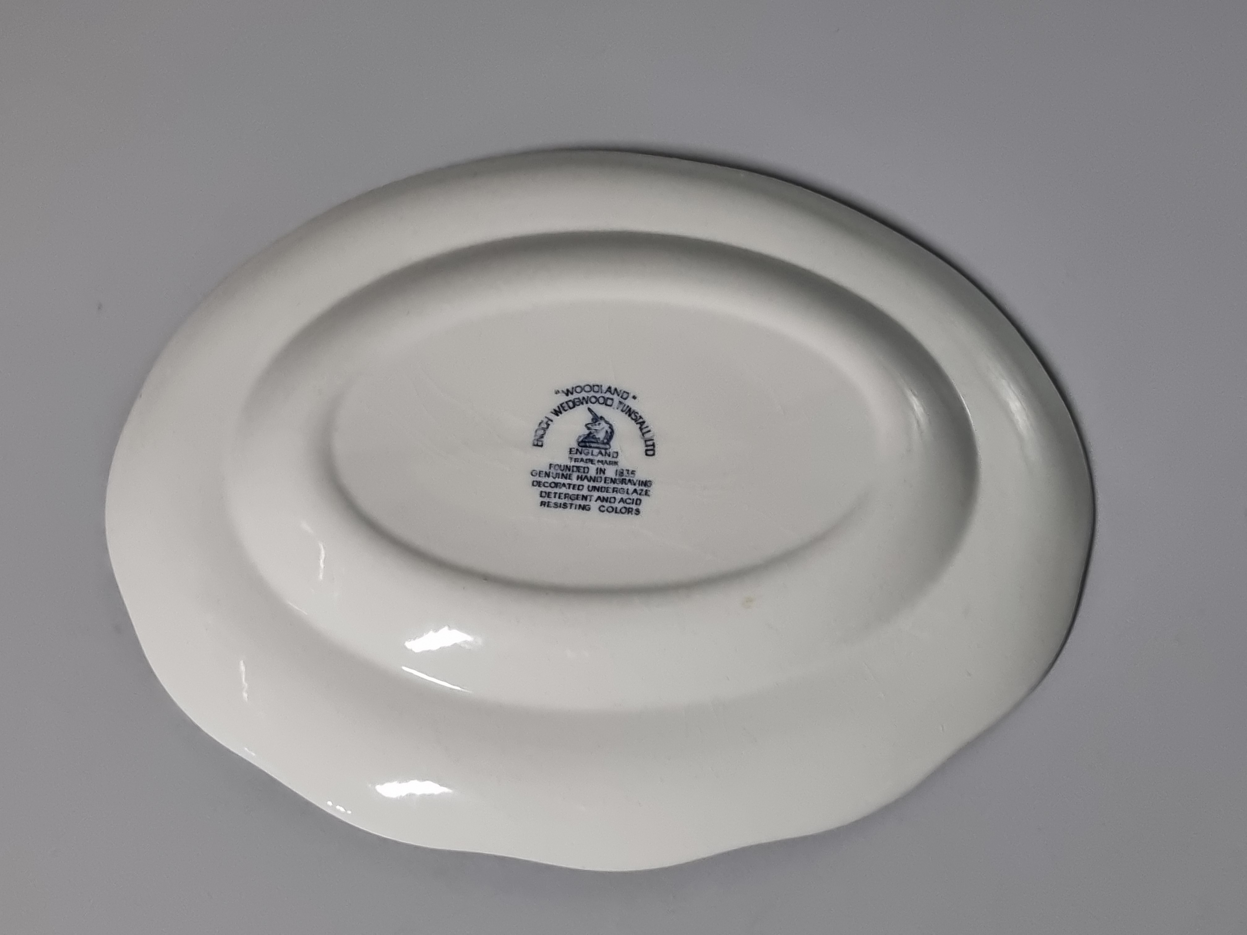 Engels blauw Enoch Wedgwood Woodland ovale schaal 30 cm