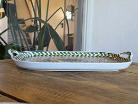 Societe Ceramique Schrijfnamendecor Oud Luik Dienblad van Aardewerk