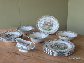 Engels bruin Jachtservies Myott's Country Life complete dinerset 5 personen