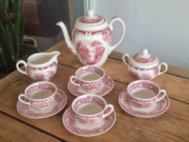 Regout Castillo Old England rood Koffieservies Theeservies 4-pers.