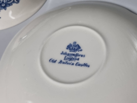 Engels blauw Johnson Bros Old Britain Castles Soepkom met schotel
