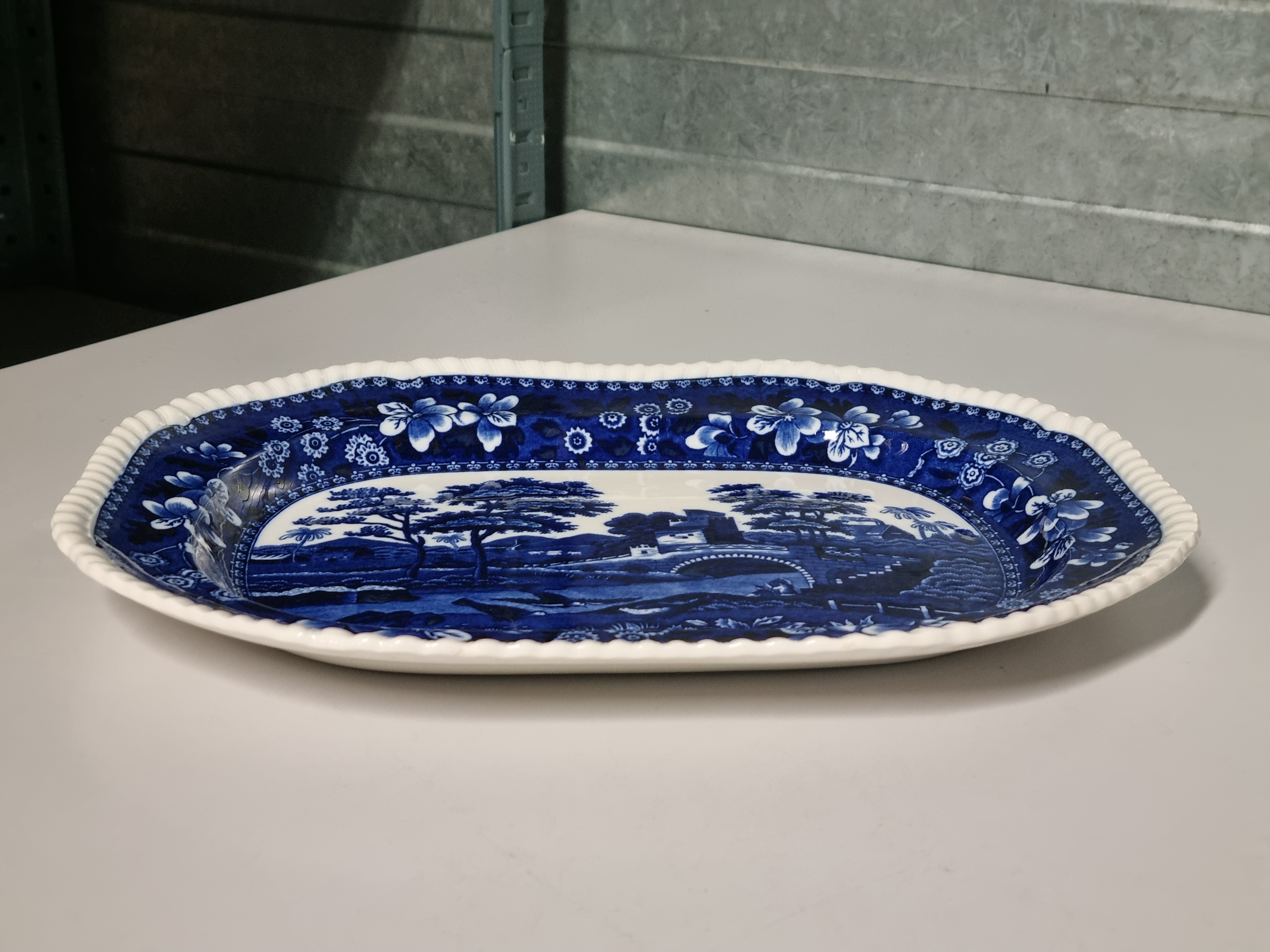 Engels Copeland Spode's Tower blauw rechthoekige schaal 33 cm