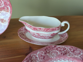 Engels rood Enoch Wedgwood River Scene compleet eetservies 6 personen