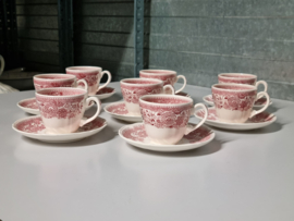 Villeroy en Boch Burgenland rood set  8x Koffie Kop en schotel