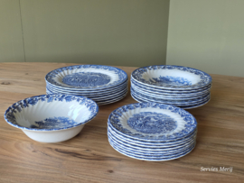 Engels blauw Jachtservies Myott's Country Life Eetservies 8 personen