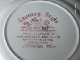 Engels rood Grindley Country Style gebaksbord 17,5 cm