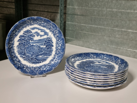 Engels servies verschillende decors blauw