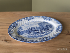 Engels blauw Johnson Bros Coaching Scenes ovale schaal 31 cm
