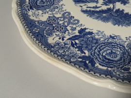 Villeroy en Boch Burgenland blauw ronde schaal met greepjes 28,5 cm (bruine verkleuringen)