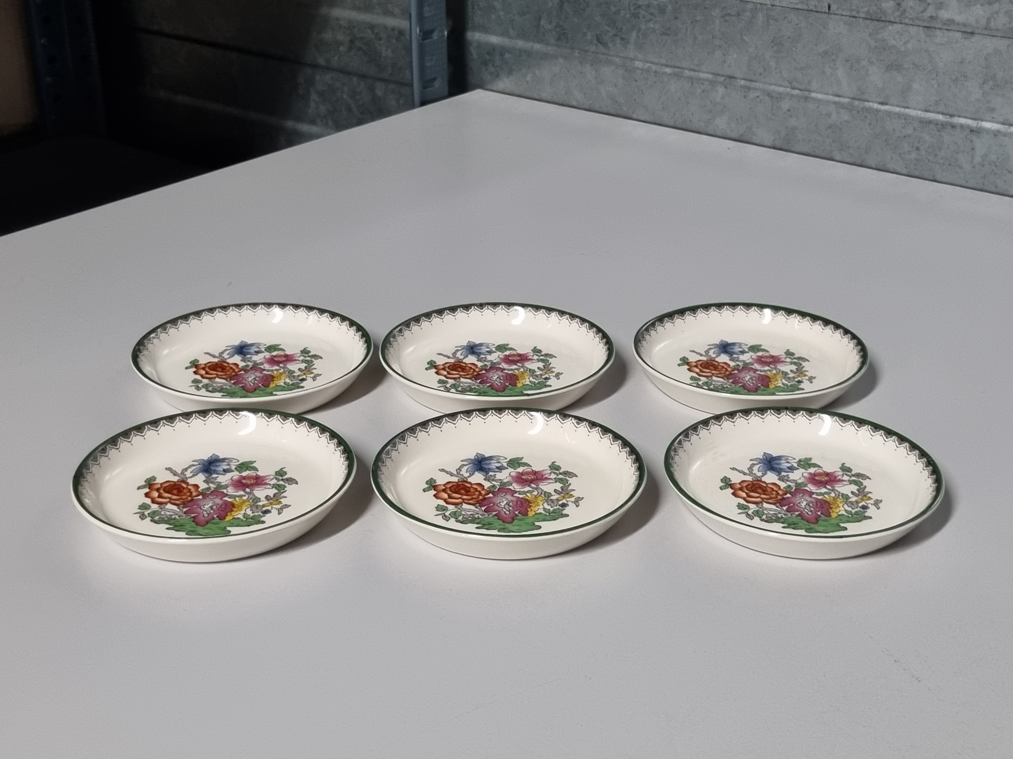 Engels Spode Copeland Chinese Rose set 6x bordje 10 cm (nieuw stempel)
