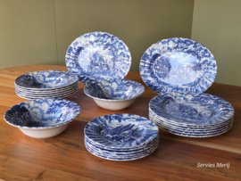 Engels blauw Myott Royal Mail Postkoets serviesset 6 personen