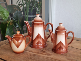 Vintage Duits spuitdecor set 3x Koffiepot