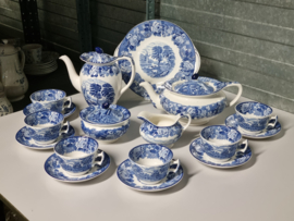 Engels blauw Woods Ware Koffieservies of als Theeservies 6-pers.