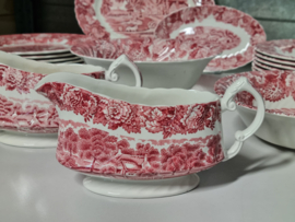 Engels rood Woods Ware compleet eetservies 6 personen 24 delig