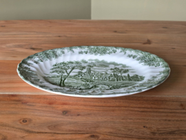 Engels groen Myott The Brook Ovale schaal 31,5 cm