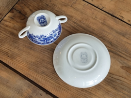 Regout Castillo Old England blauw Soepkom met schotel (bloem binnenin)
