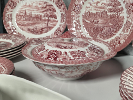 Engels rood British Anchor Olde Country Castles compleet servies 5 personen