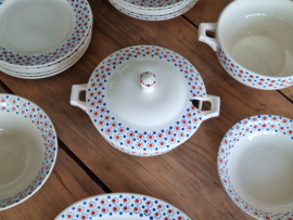 Nimy Belgium rood blauw stipje compleet vintage Kinderservies