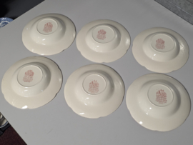 Engels rood Johnson Bros Olde English Countryside set 6x diep bord 22,5 cm