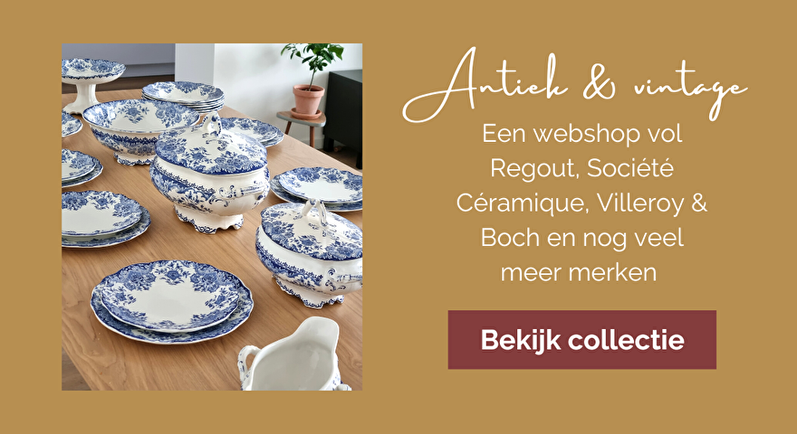 Maastrichts aardewerk: een webshop vol Regout, Société Céramique, Villeroy & Boch, Wedgwood en nog veel meer merken.