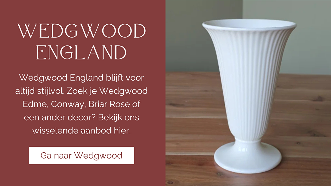 Wedgwood England blijft voor altijd stijlvol. Zoek je Wedgwood Edme, Conway, Briar Rose of een ander decor? Bekijk ons wisselende aanbod hier,