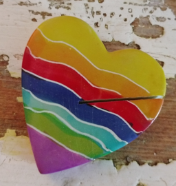 Speksteen regenboog hart memo/kaarthouder