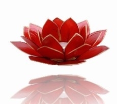 Lotus Sfeerlicht - 1e Chakra - Rood met Zilveren Rand
