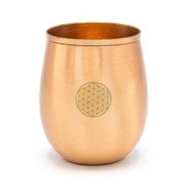 Koperen drinkbeker levensbloem laser-gegraveerd / 350 ml