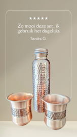 Koperen drinkfles + 2 koperen bekers in doos