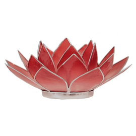 Lotus sfeerlicht roze/rood zilverrand