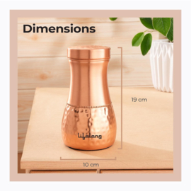 Koperen drinkfles India - Half hammered / 700 ml