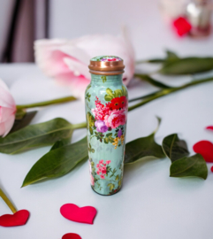 Koperen drinkfles India - Bloemen - 900 ml