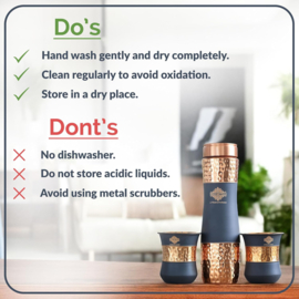 Koperen drinkfles GREY silk 1000 ml + 2 bekers 300 ml