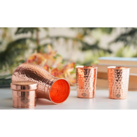 Koperen drinkfles hammer motief 900 ml + 2 bekers 275 ml