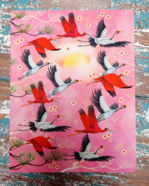KI222 Schrift van Mila / Vogels in roze