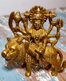 Goudkleurig Durga beeld - 9 cm