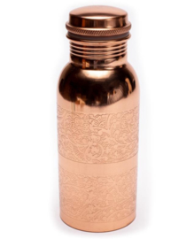 Koperen drinkfles India - Bloempatroon geëtst / 500 ml
