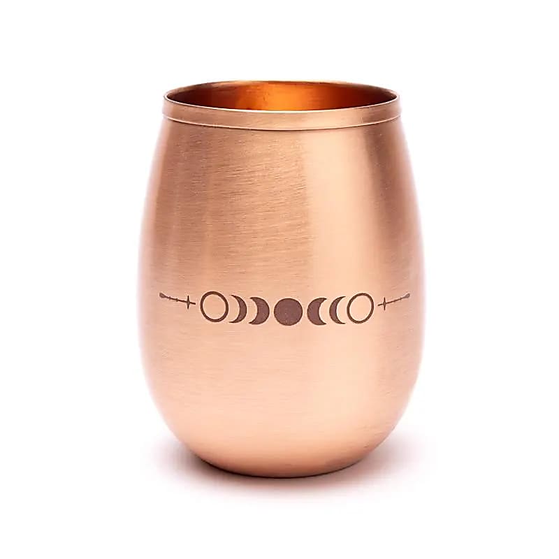 Koperen drinkbeker maanfasen laser-gegraveerd / 350 ml
