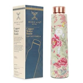 Koperen drinkfles met bloemen print - 900 ml