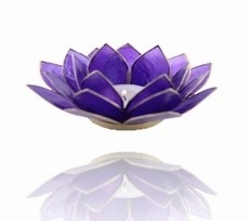 Lotus Sfeerlicht - 6e Chakra - Indigo / Donker Blauw met Zilveren Rand