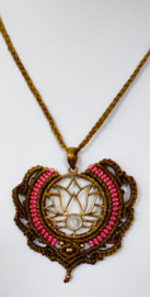 Macrame ketting Lotus symbool & Maansteen