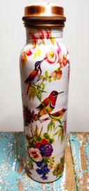 Koperen drinkfles India - Bloemen & Vogels
