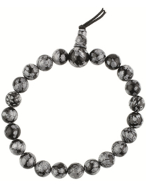 Obsidiaan Sneeuwvlok powerbead armband - 18 cm / 8 mm