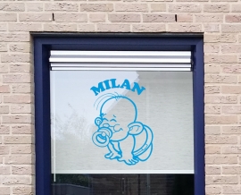 Raamsticker geboorte jongen - baby met speen