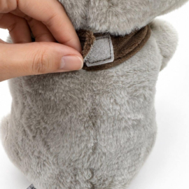 Knuffel beer Melle grijs met bandana (met naam)