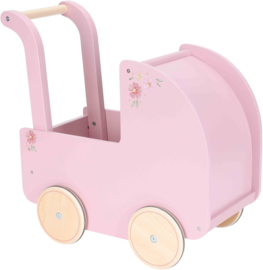 gepersonaliseerde Little Dutch houten poppenwagen roze